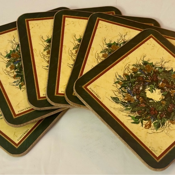 Vintage Pimpernel Holiday Coasters Set of 6 - Cork Back - Good Condition - Picture 14 of 16